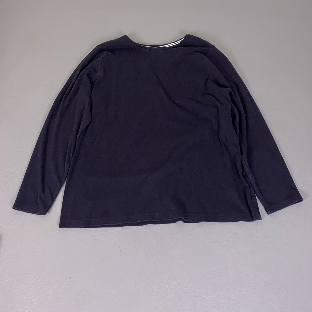 Croft & Barrow The Classic Tee Shirt Women's Size 1X Black Long Sleeve *Flaw*